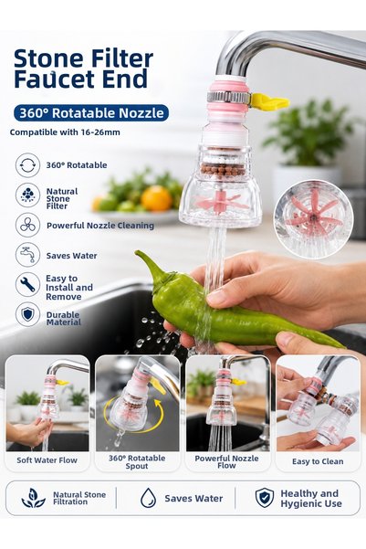 Generic Brand رأس صنبور مزود بفلتر حجري يدور 360 درجة