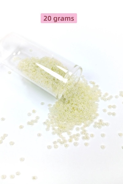 Royaleks Group Bulk glass sand beads (11/0) 2 mm - 20 grams - cream - bnc012