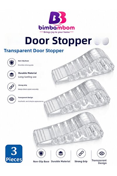 bimbambom Transparent Silicone under Door Stopper, 3-Piece Holder Door Stoppe...