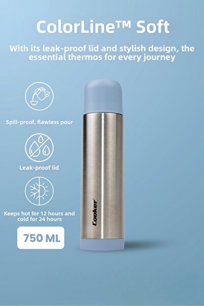 Elista Colorline Soft 750 ml Stainless Steel Thermos Ckr2002 Blue