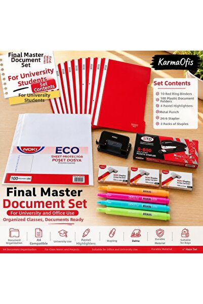KarmaOfis Final Master Document Set |   10-Pack Red Wire Binder + 100-Pack Po...