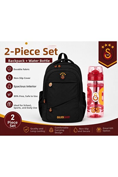 Galatasaray Licensed Black Backpack 26547+ Water Bottle 26567