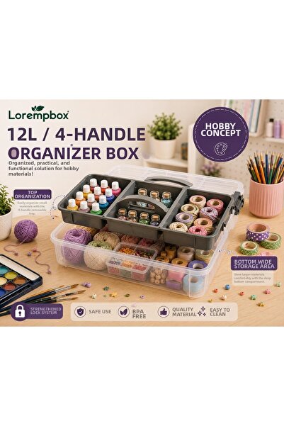 LOREMPBOX 12 L 4-Compartment Organizer Storage Box – Hobby and Organization B...