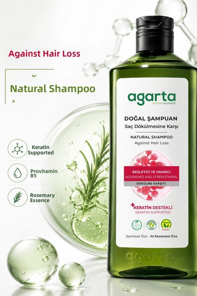 Agarta Herbal Salt-Free Shampoo Against Hair Loss 400 ml (Rosemary Extract)