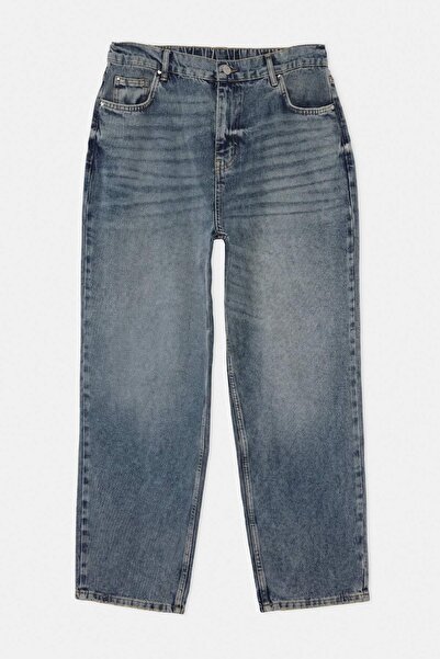 Trendyol Curve Blue Elastic High Waist New Mom 100% P Cotton Non-Stretch Jean...