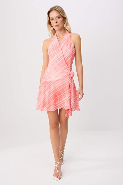 Trendyol Collection Pink-Multicolor Plaid / Checked Chiffon Lined Short / Min...