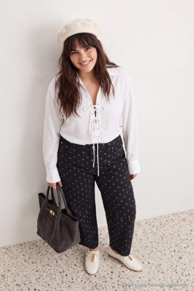 Trendyol Curve Blugi cu model cu buline antracit, confortabili/semi-flexibili...
