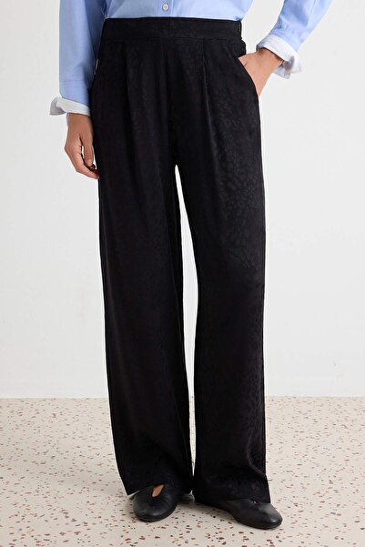Trendyol Collection Black Jacquard Satin Trousers Twoaw27Pl00017