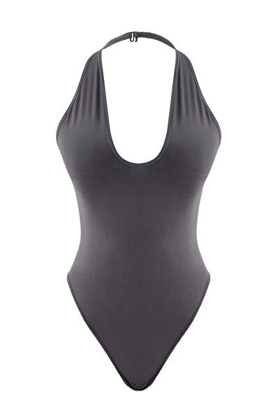 Trendyol Collection Body antracit, fără cusături, mulat, simplu, fără glugă T...