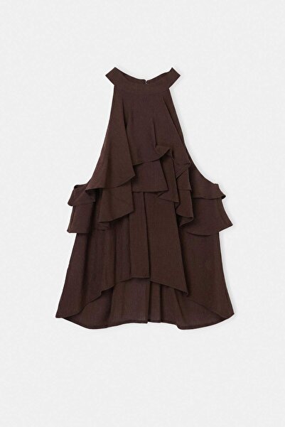 Drop by TrendyolMilla Brown Layered Ruffle Blouse Tdrss26Bz00133
