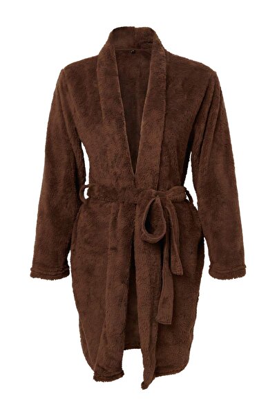 Trendyol Collection Brown 100% Polyester Plain Not Available Wellsoft Knitted...