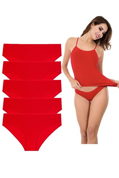 MİSS DONLİZZA Red Color Women's Cotton Panties 5 Pieces