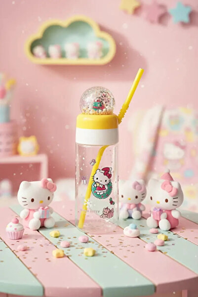 Miniso Sanrio Lisanslı Hello Kitty Yılbaşı Koleksiyonu Pipetli ve Kristal Kür...