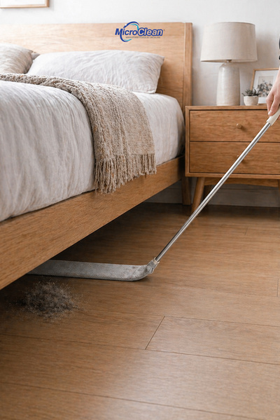 Micro Clean ( 1 Yedekli ) Mikrofiber Başlıklı Girintili Yüzey Dip Köşe Raf Temizleme Mopu Toz Alma Fırçası