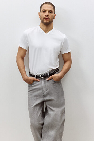 H&M Slim Fit V Yakalı Tişört
