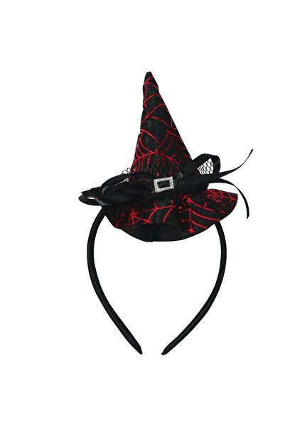 partidolu Κόκκινο χρώμα Halloween με μοτίβο δικτύου και κορώνα σε σχήμα καπέλ...