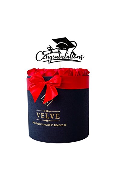 velve Aranjament pentru absolvire Radiance, in cutie rotunda neagra, cu 25 tr...