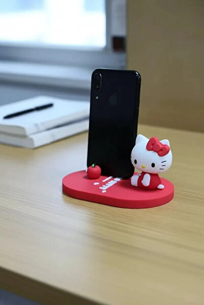 SANRIO Lisanslı Hello Kitty Elma Koleksiyonu Masa Üstü Telefon Tutucu Figürlü...