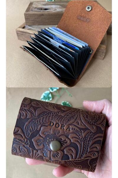 ALESTA LEATHER (ΓΡΑΜΜΑΤΑ ΟΝΟΜΑΤΕΠΩΝΥΜΙΩΝ) Θήκη Καρτών Ακορντεόν - Χειροποίητο...
