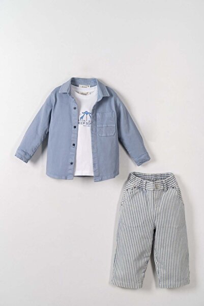 nk kids Nk Erkek Bebek Basic Cepli Gömlek 1-4 Yaş MAVİ