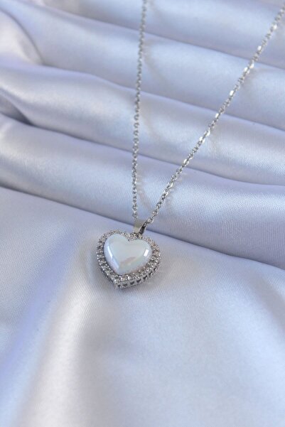 Skygo 316l steel silver color heart model pearl zircon stone women's necklace...