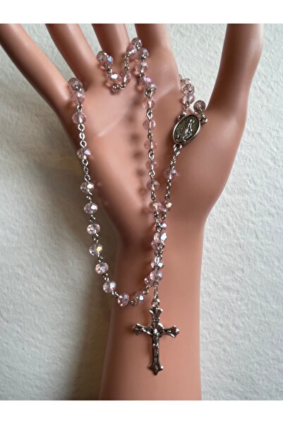 Yada Unique 5 mm Açık Pembe Çek Kristali Katolik Hristiyan Rosary Tesbih / Ha...