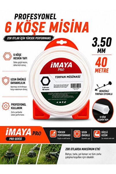 İMAYA Pro 6 Köşe Tırpan Misinası 3.5mm x 40mt Beyaz