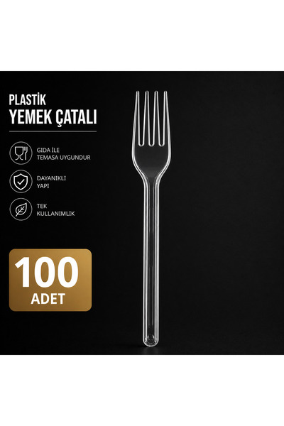 Plastik Çatal 100 Adet – Tek Kullanımlık Dayanıklı Piknik & Organizasyon Çatalı Lüks Şeffaf
