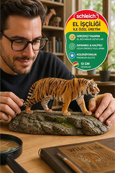 TOYFEST Schleich El İşçiligi Gerçekçi Kaplan Figür Oyuncak Koleksiyonluk Jung...