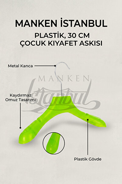 Manken İstanbul 3 komada zelene plastike, 30 cm, dečije vešalice, vešalice za...