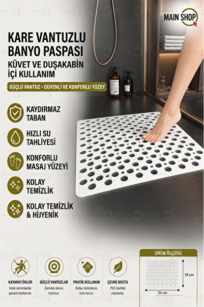 isgstore Covoraș de duș pătrat cu ventuză Main Shop - 54x54 cm Covoraș de bai...