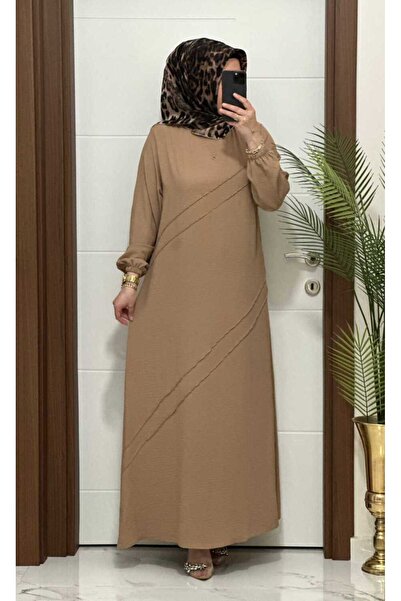 MODA ALMİRA 1986 K-85 CAMEL RENK GONCA ELBİSE