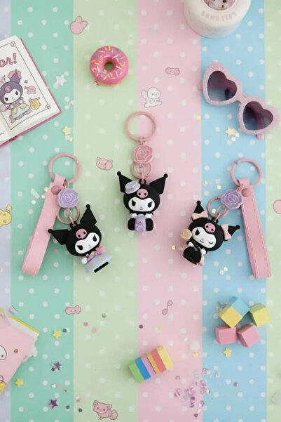 Miniso Sanrio Lisanslı Kuromi Rose Earl Anahtarlık Gül Temalı Şık Tasarım 5,7 Cm