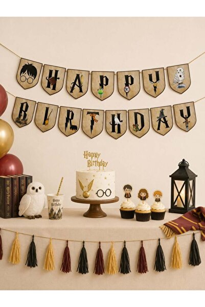 Parti Adresi Harry Potter Temalı Happy Birthday Yazı Banner Doğum Günü Parti ...