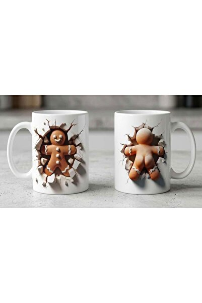 KADOREX DESIGN 3D Gingerbread Cookie Design Mug – Fun Double-Sided Print Cera...