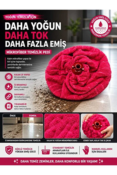 Fanatik Mikrofiber Mop Havlu Çift Katlı Başlık Yedek Paspas Ucu (1 adet) Büyü...