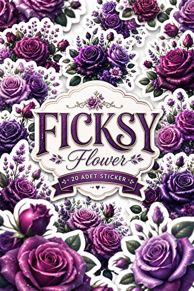 Ficksy مجموعة ملصقات زهرة الورد الأرجواني - 20 قطعة من الملصقات
