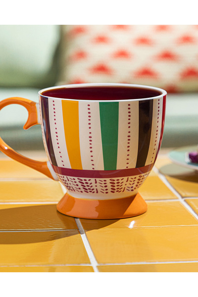 English Home Exotic Strip New Bone China Mug Colorful