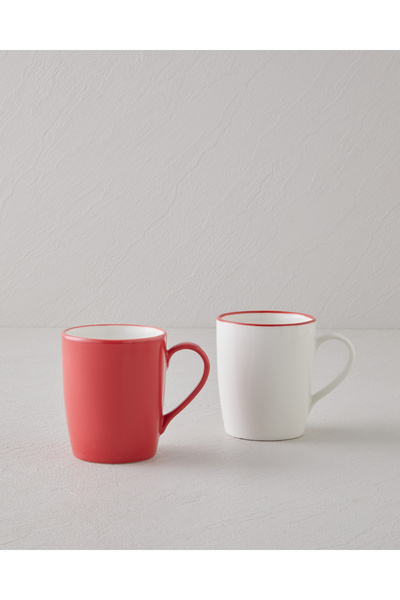 English Home Sway Bone Porselen 2'li Kupa 255 ml Kırmızı