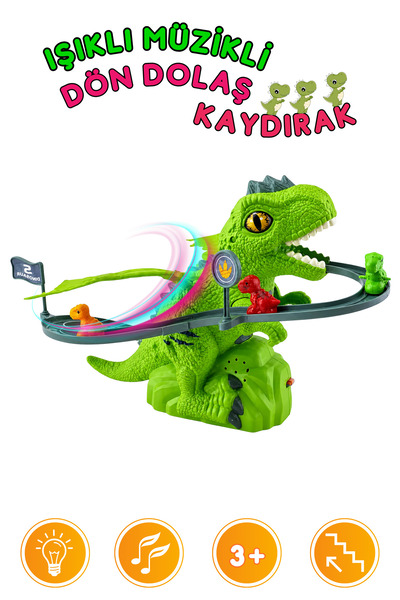 Duman Oyuncak Işıklı Müzikli Dön Dolaş Dinozor Kaydırağı