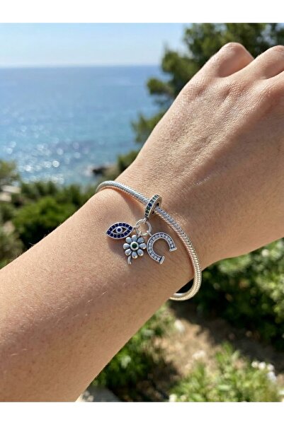 My Story Çiçekli Nazar Boncuklu Üçlü Sallantılı Charm