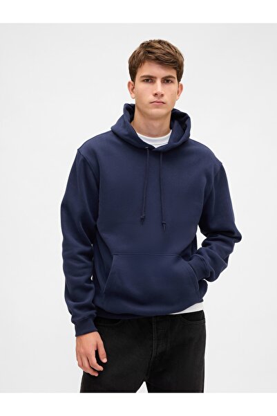 GAP Erkek Lacivert Vintage Soft Kapüşonlu Sweatshirt
