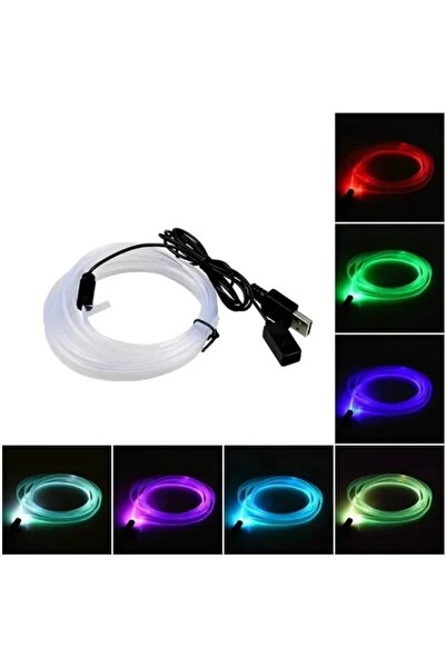 divendi-ro Lumină ambientală auto RGB de 5 m, alimentare cu mufă USB, 7 culori