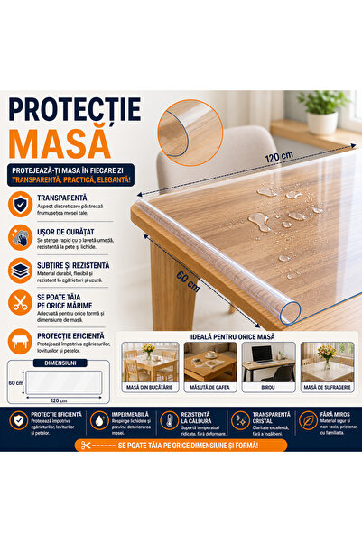 SMARTECH Protecție de masă transparentă, 120x60 cm, grosime 1 mm