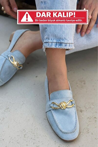 I Love Shoes حذاء لوفر نسائي من Avelis باللون الأزرق الفاتح مع تفاصيل فيونكة ...