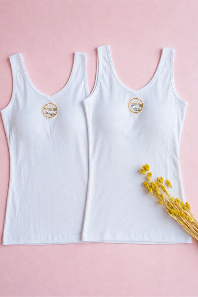 VELOURE Women's Athlete Bra V-Neck Modal 2 Pieces White Color Padded Athlete-...