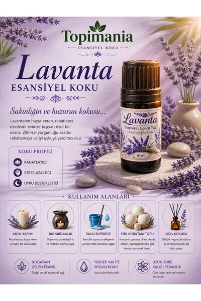 Topimania Yün Kurutma Topları Lavanta Uçucu Buhur Yağı Buhurdanlık Esansı Oda...