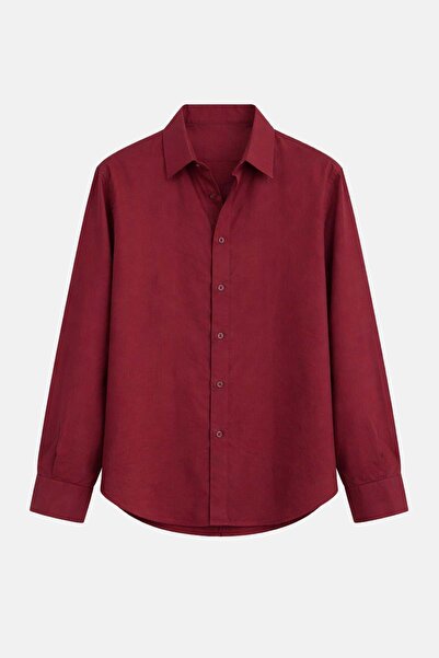 VAMOSCLO Modal Kumaş Oversize Gömlek Bordo