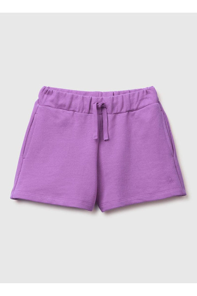 United Colors of Benetton Benetton Lastikli Bel Regular Fit Mor Kız Çocuk Şor...