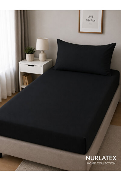 NURLATEX Single Black Elasticated Sheet Set - 100 X 200
